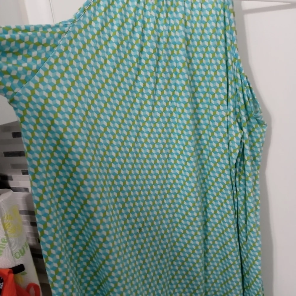 Michael Kors Cold Shoulder Geometric Pattern Blouse with Keyhole Closure